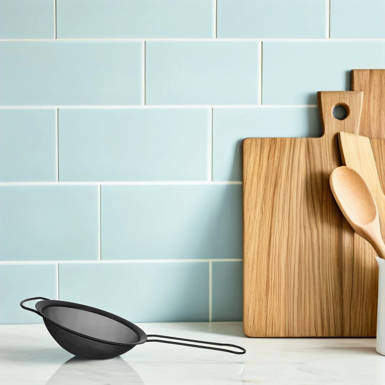 

Stainless Steel Strainer Sieve Sloping Wide Mesh Kitchen Gadget For Home Black Lightweight Rust Resistant Fine Sifter For Flour