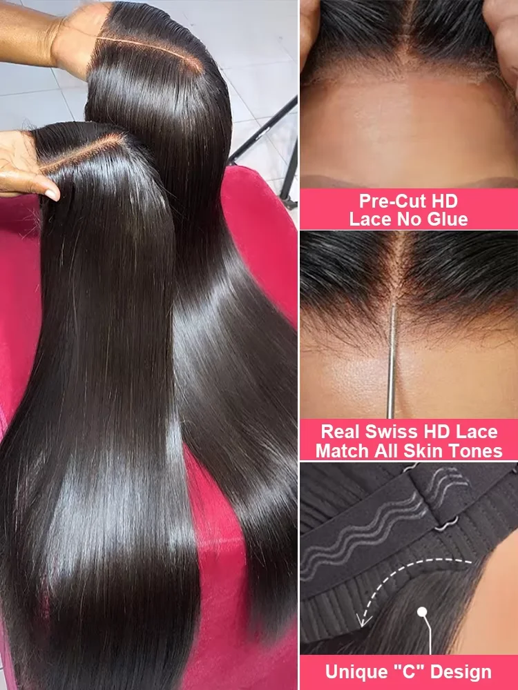 Peruki typu lace front, proste jak kość, transparentne HD, 30-40 cali, 13x4, 13x6, bezklejowe, 4x4, 5x5, wykonane w 100% z ludzkich włosów brazylijskich dla kobiet.