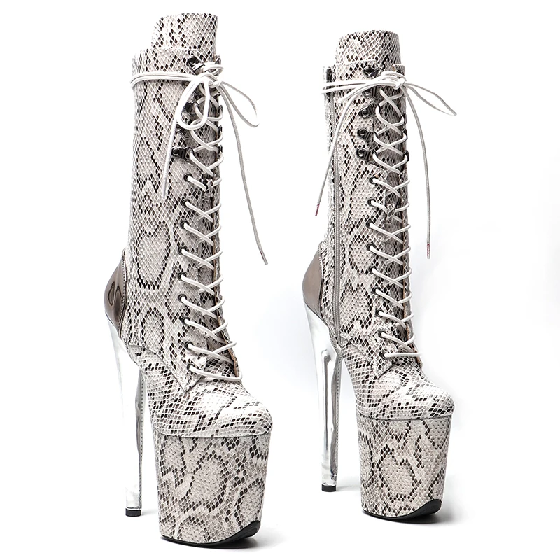 

Leecabe 20CM/8inches Snake mix PU Fashion trend platform High Heel party stripper heel Pole Dance boots