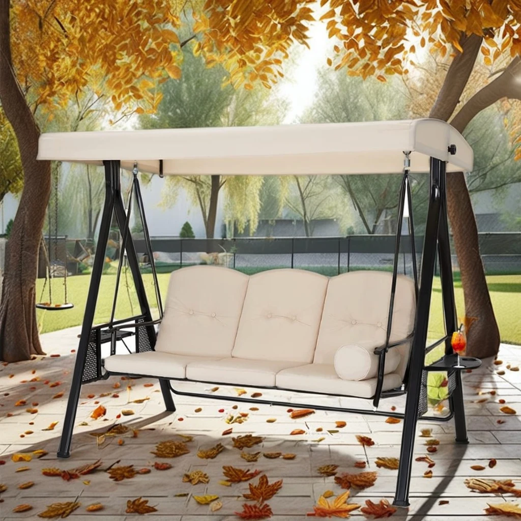

Modern 3-Seater Outdoor Patio Swing Chair Durable Metal Hanging Furniture For Indoor Outdoor Use For Home Patio Park Warehouse