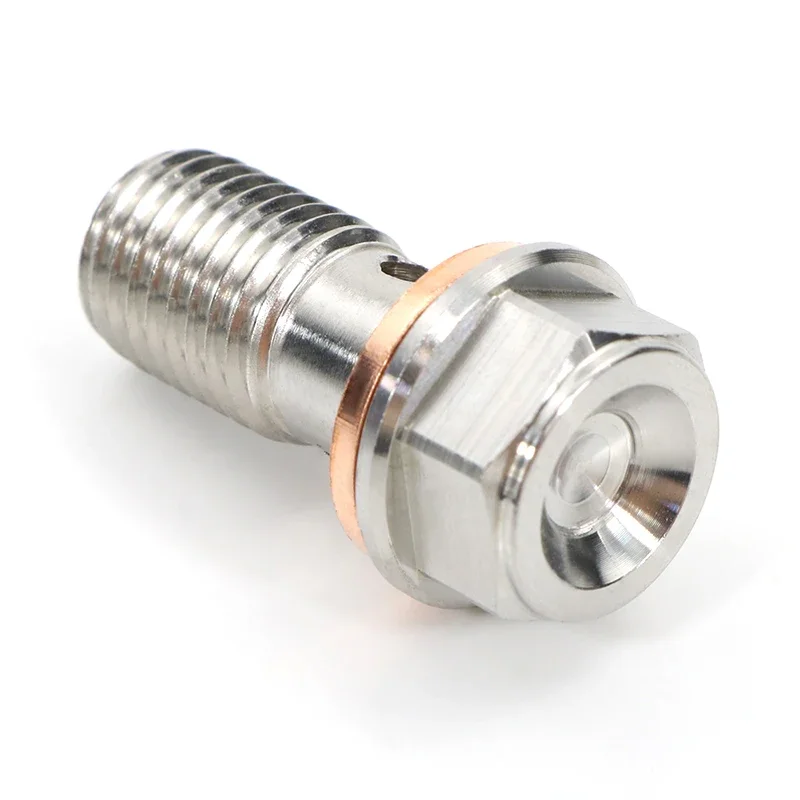 M10x1.0 Stainless Steel Banjo Bolts Brake Fitting Adapter Universal with M10 Copper Washers