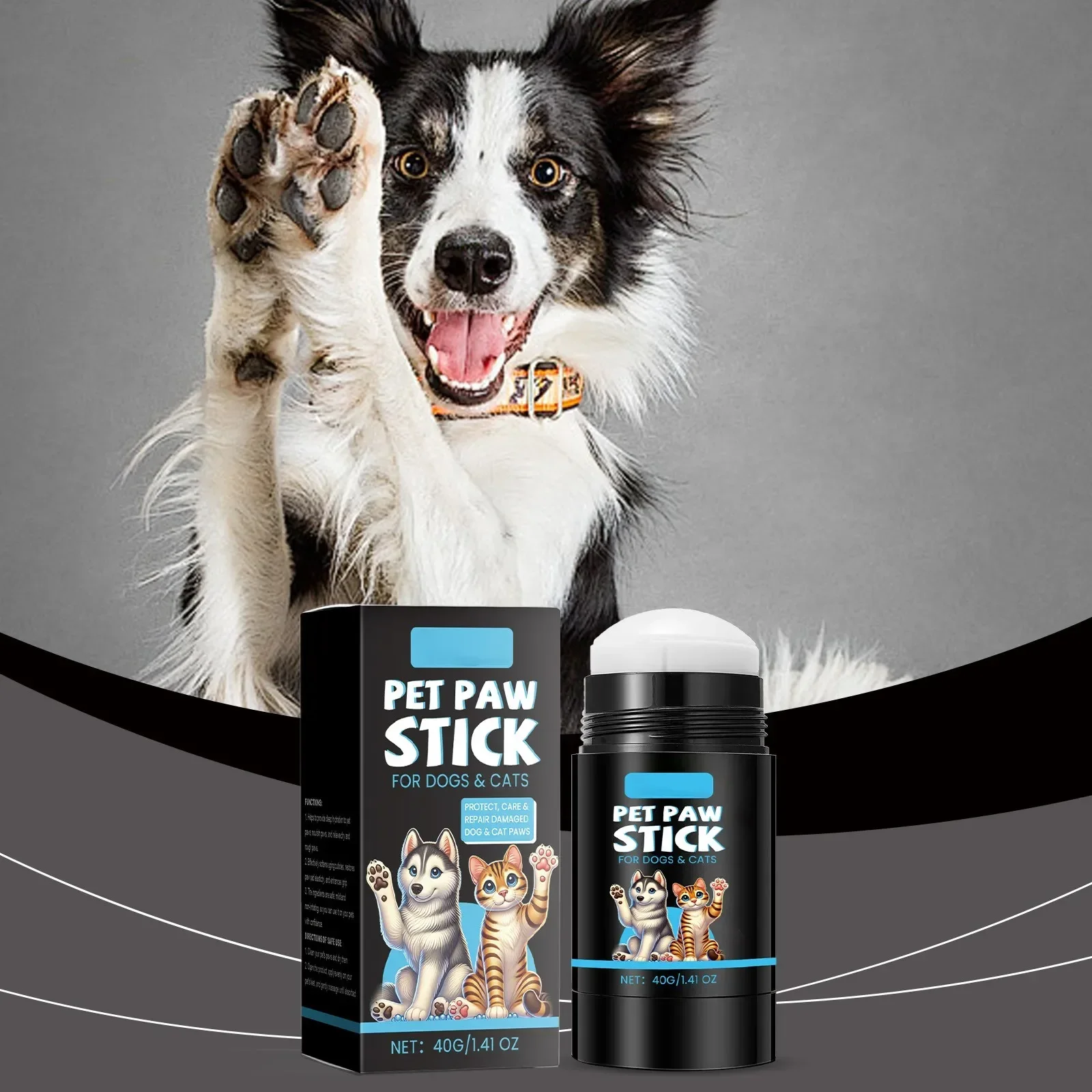 Crema hidratante con rodillo para patas de gato y perro, suelas protectoras, hidratante para pies de mascotas, para prevenir la sequedad, crema suavizante para suelas