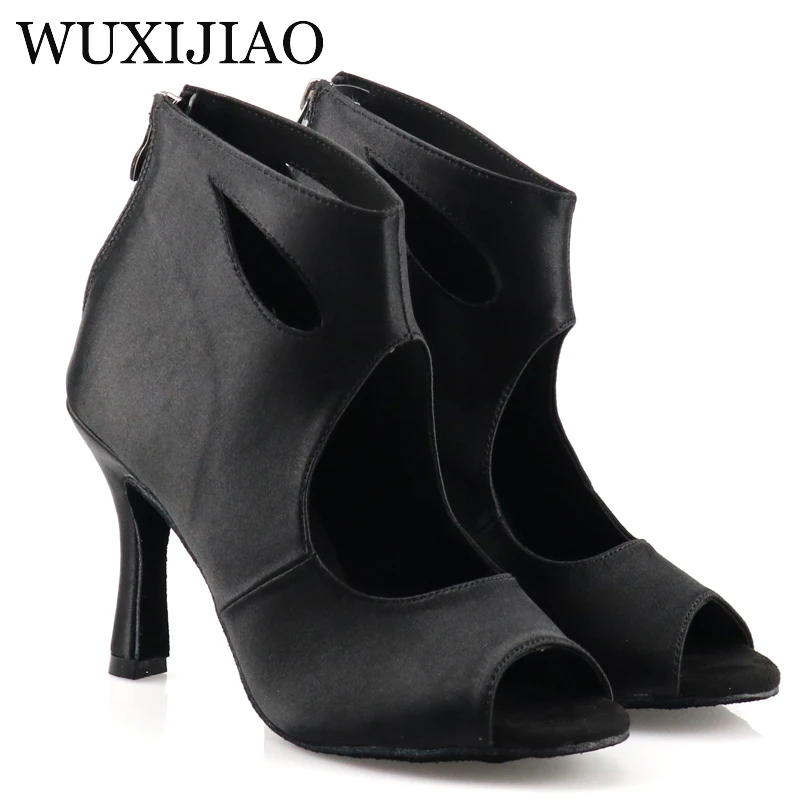 WUXIJIAO Damen Dance Stiefel High Heels Damen Komfort Satin Ballsaal Latin Dance Schuhe Mädchen Latin Dance Schuhe