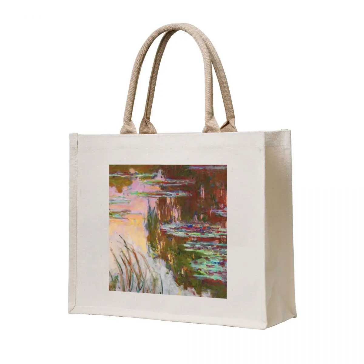 

Water-Lilies, Setting Sun Monet Fine Art Tote Bag Big bag large size bags Canvas bag for women shopper women