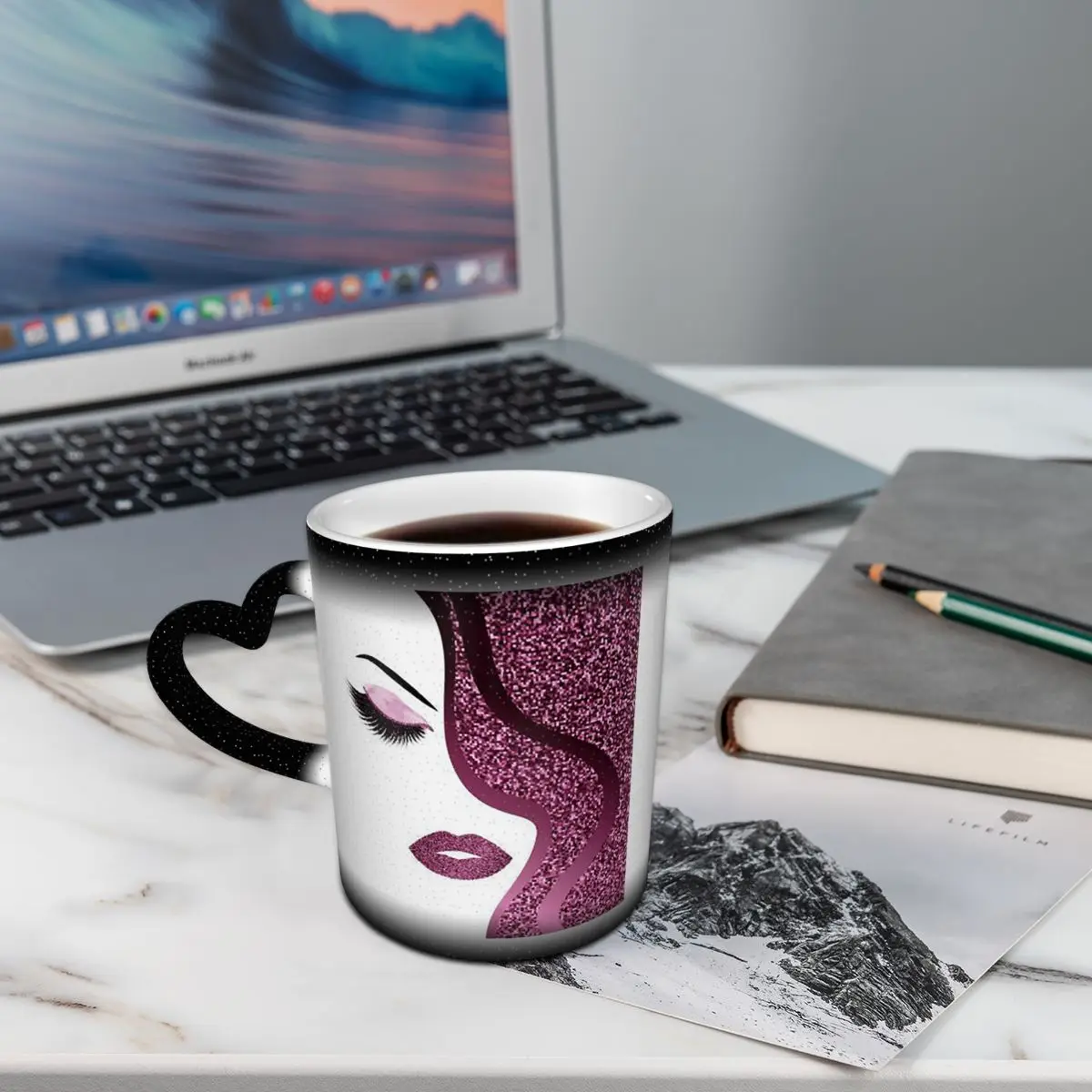 Eyelash Makeup With Pink Glitter Lashes Artist Mug Funny Ceramic Coffee Cups Tea Mugs Milk Cup Drinkware Gift for Woman Man