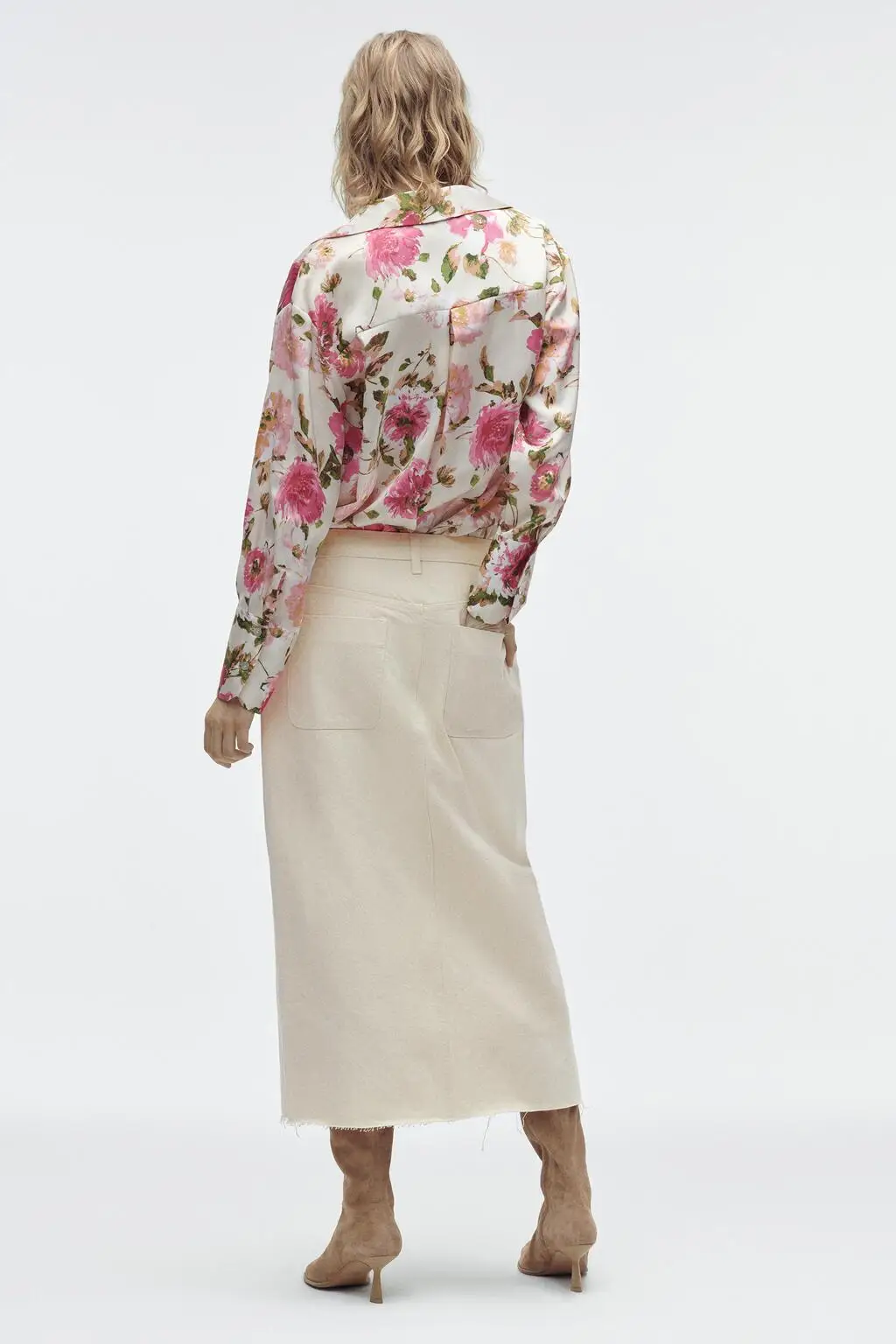 Spring 2025 Loose Floral Print Silk Satin Feel Women's irt Anti-Wrinkle Thin Long Sve Striped Button Closure Square Collar