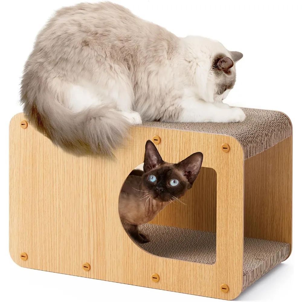 

Cardboard Cat Scratcher House 17 Inch Corrugated Scratching Board for Indoor Cats Brown