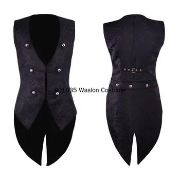 Colete masculino renascentista, cosplay medieval, pirata, vintage, vilão, steampunk, jacquard, rabo de andorinha, fantasia nobre