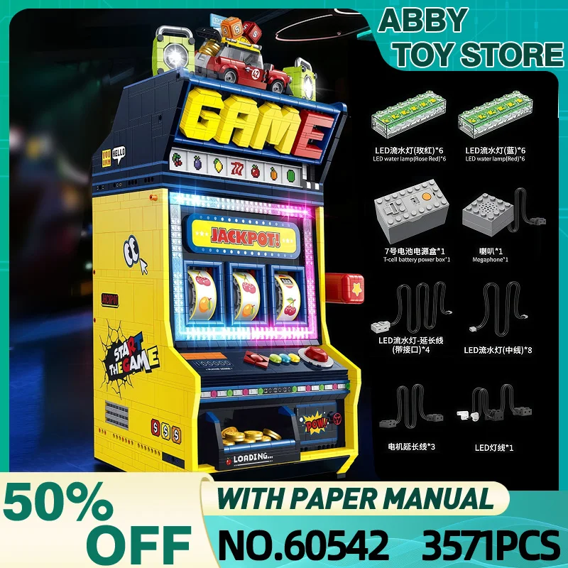 

GULY 60542, креативная фруктовая аркадная машина, строительные блоки с двигателем, сделай сам, сборка, кирпичная модель, игрушка для взрослых, подарок для детей