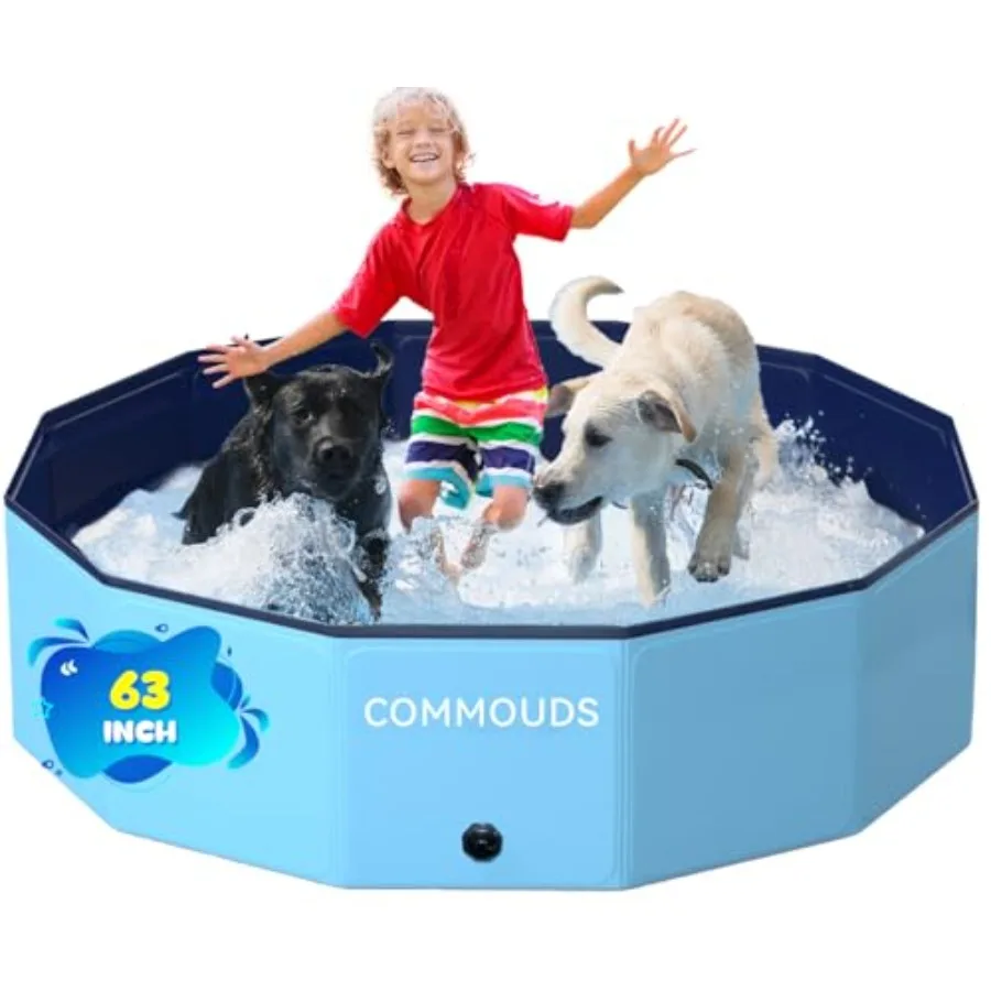 

Foldable Dog Pool Collapsible Hard Plastic Dog Kiddie Swimming Pool Portable Pet Bath Tub Wading Pools for and Puppy Small Medi