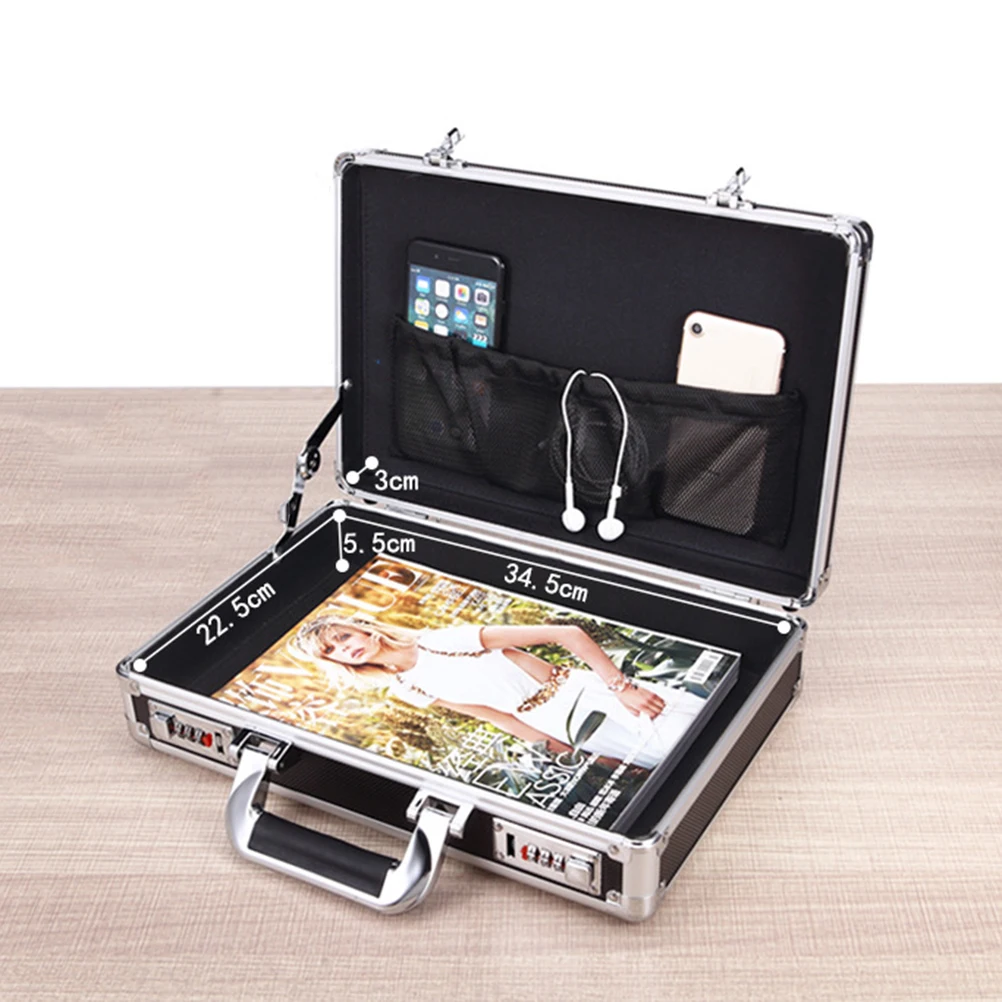 

Aluminium Alloy Code Box Mini Safe Money Bank Portable Saving Box For Jewelry Storage Black Anti-Collision Handheld