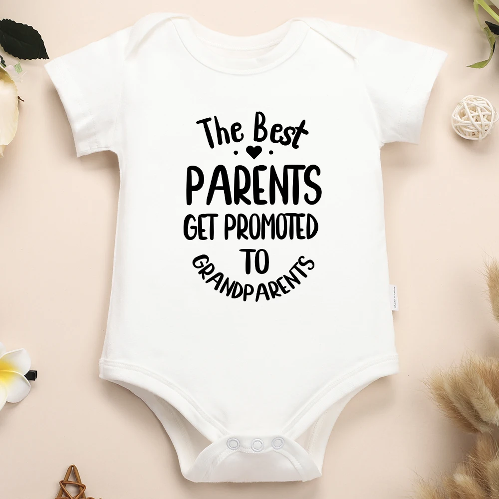 2024 Newborn Bodysuit “The Best Parents Get Promoted to Grandparents” Fine Gift Baby Girl Boy Clothes Aesthetic European Style