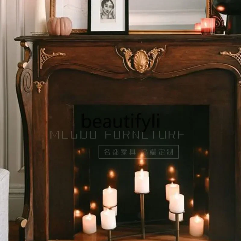 

Asmt56 Французский ретро-камин из цельного дерева для гостиной, украшения дома, шкаф, современный европейский входной камин, шкаф