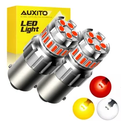 AUXITO-bombillas LED superbrillantes para coche, luces de freno rojas y blancas, lámpara de marcha atrás DRL, P21W BA15S 1156 7506 BAY15D 1157 P21/5W, 2 uds.