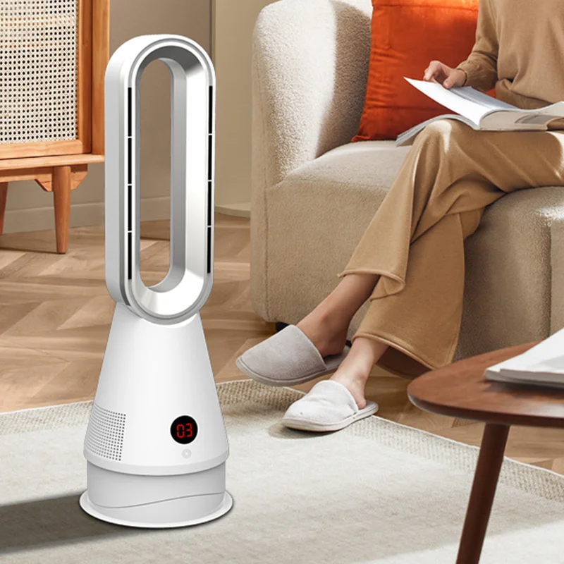 

80°Oscillation Remote Control Oscillating Bladeless Room Heater Fan 2 in 1