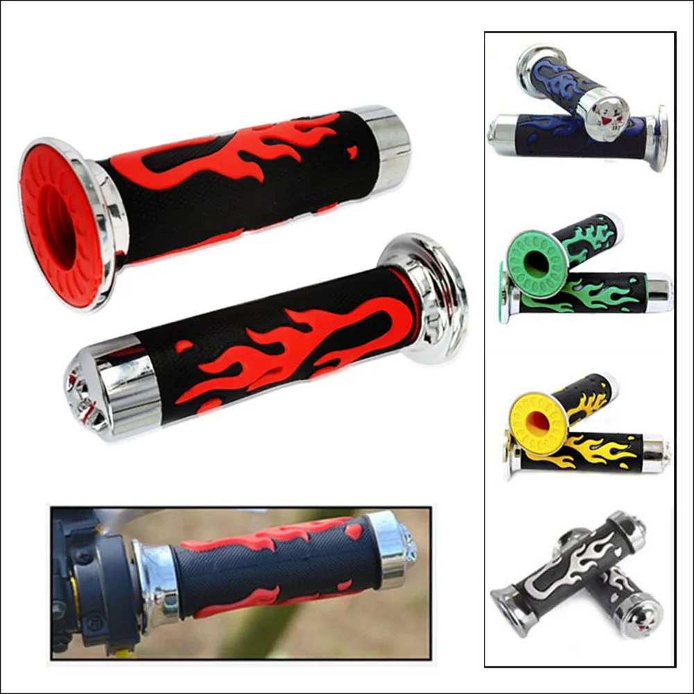 

Motorcycle Maintenance 7 8 22mm Flame Skull Throttle Grips Quick Installation Design Reliable Motorcycle Accessory