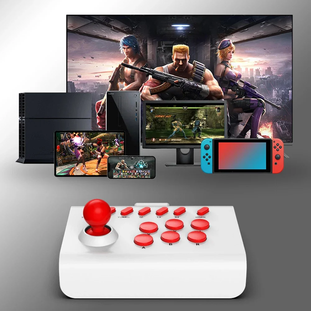 Potable Gaming Joystick 3 Connection Modes Arcade Stick Controller Sensitive Precise Support Turbo Serial Sending for PS4/PS3/PC