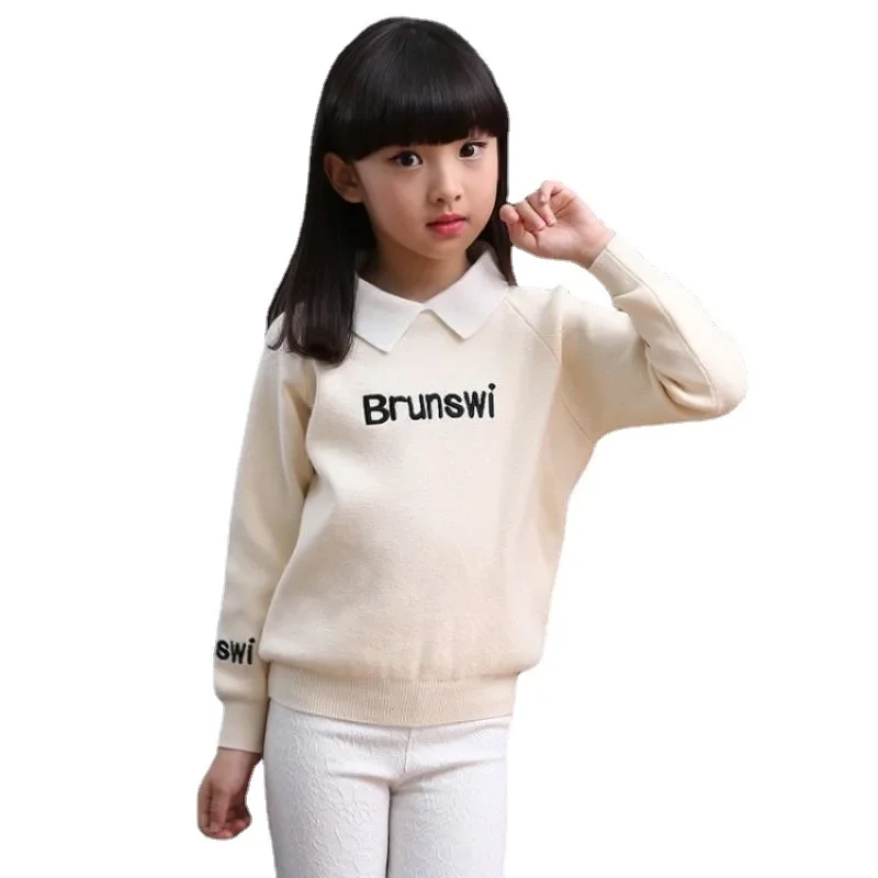 Teenage Girls Sweaters Spring Autumn Girls Long Sleeve Knitted Clothes Kids Turn Down Collar Sweater For Girls 6 8 10 12 Year