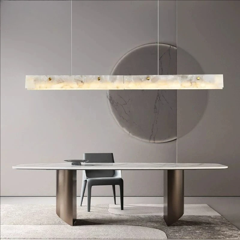 Natural Marble Pendant Light LED Minimalist Chandelier Hanging Ceiling Fixtures for Kitchen Island Dining Room Bar
