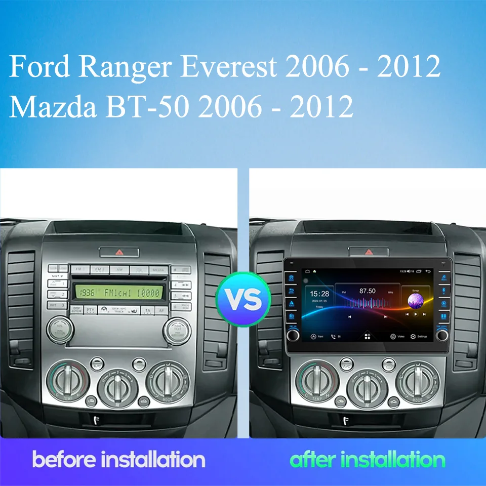 Android 14 8G Ram Car Radio GPS Navigation Tablet For Ford Ranger Everest Mazda BT50 2006 - 2012 Auto Video Audio A/V Player RDS