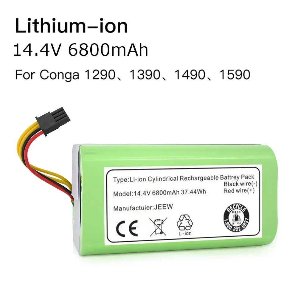 

14.4v 6800mAh Lithium-ion Battery for Cecotec Conga 1290 1390 1490 1590 Replacement Robot Vacuum Cleaner Battery