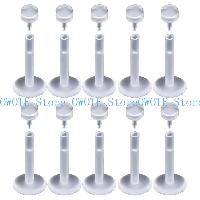 A52E 10pcs/مجموعة خارقة واضحة خرق الأزرار الأنف مرنة حلقات أذن شفة مرنة حلقة حلقة الغضروف
