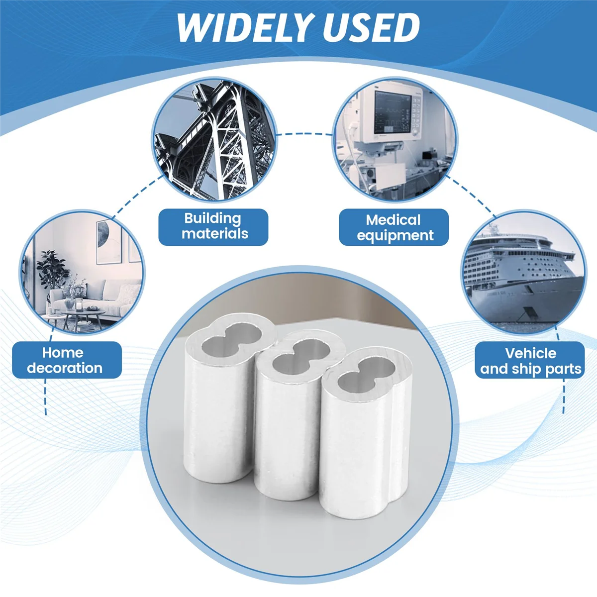 A06R 100 stuks aluminium krimplushuls voor draadkabel en kabel met een diameter van 3 mm