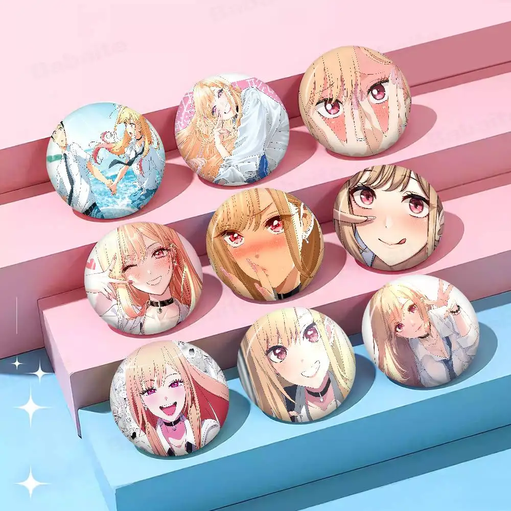 Anime Sweet My D-Dress-Up D-Darling Tinplate Pin Button Custom Role Old-school Brooch Cartoon Collar Badge Jewelry Gift Fans