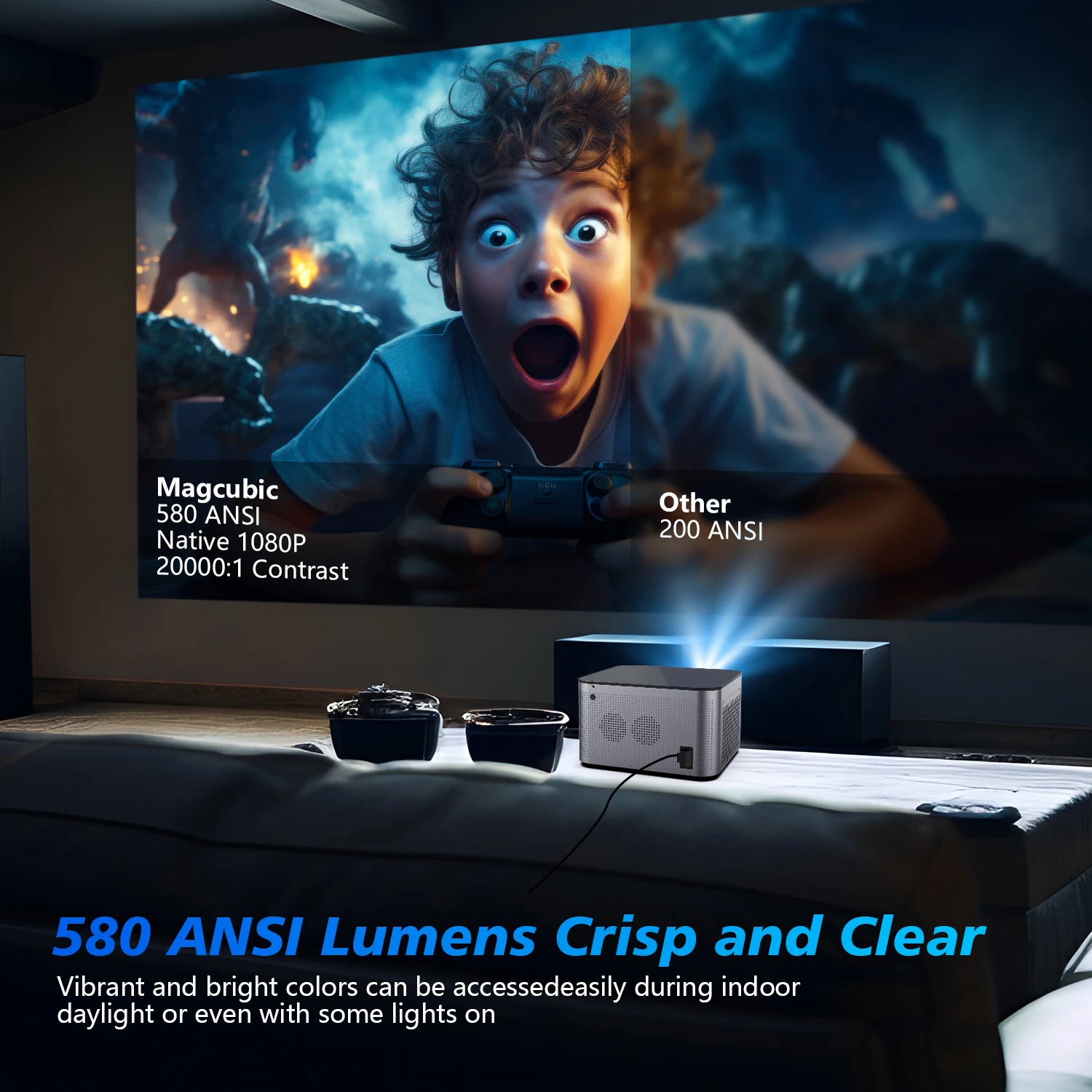 Magcubic Android 11 4K Slimme Projector 580Ansi 1920*1080P Full Hd Wifi6 Bt5.0 Allwinner H713 Voice Control Home Cinema Theater