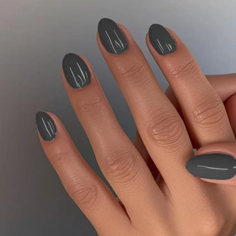 

Detachable Long False Nails French Solid Color Fake Nails Full Cover Almond Nail Tips for DIY