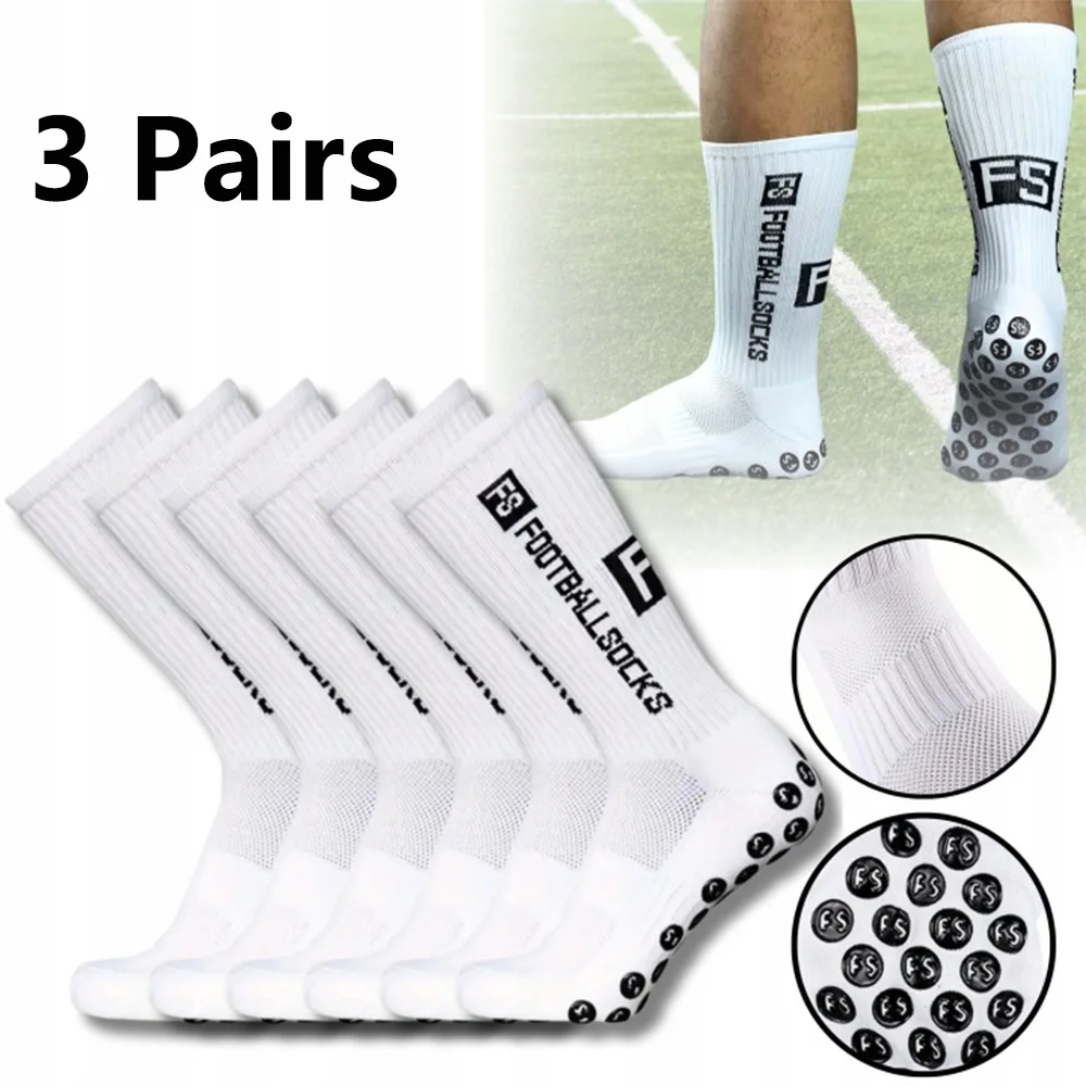 3 paia di calze da calcio di alta qualità, traspiranti, antiscivolo, resistenti all'usura, adatte per lo sport, la corsa, il ciclismo e il basket, taglie 38-45.