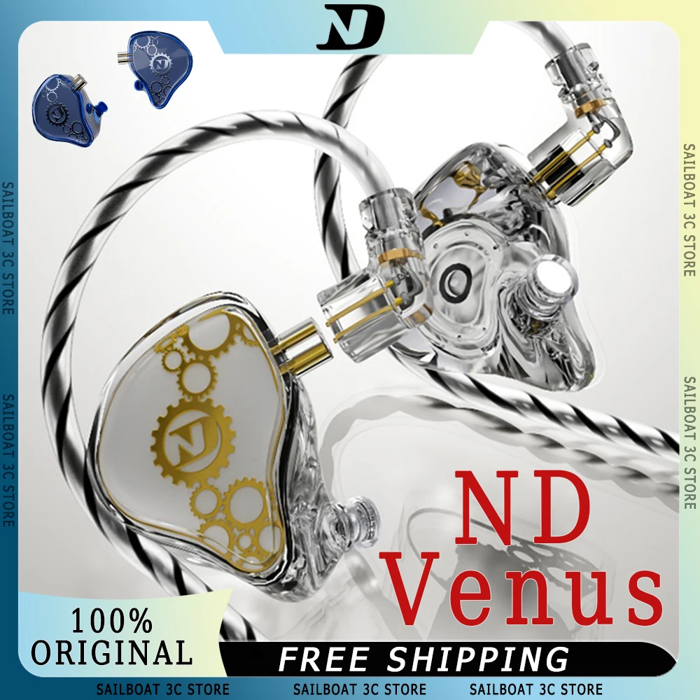 ND Venus Wired HiFi Earphone Professional U-shaped Curve Tuning High Sound Quality In Ear Music Headset Custom Monitor Earbuds