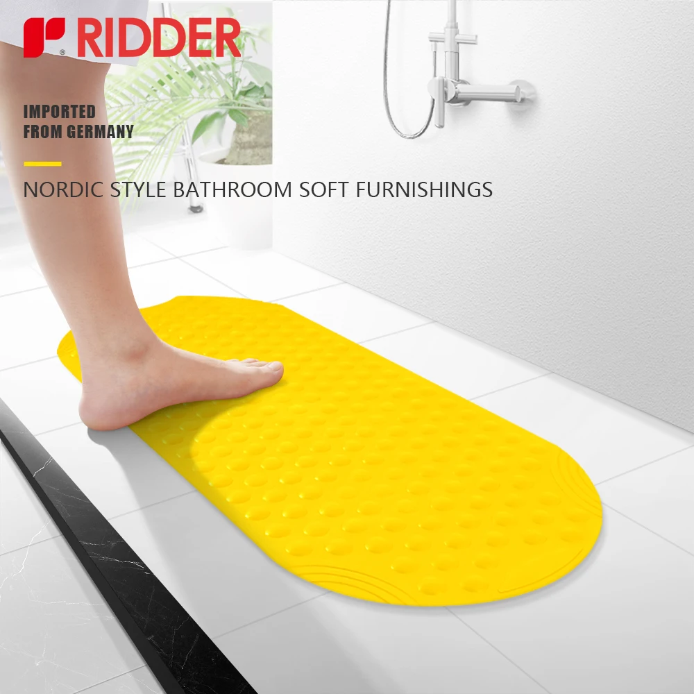 RIDDER Bathtub Mat Non Slip TPE 89*38cm Large Anti-slip Bathmat Suction Cups & Soft Machine-washable bathroom carpet EUstandard