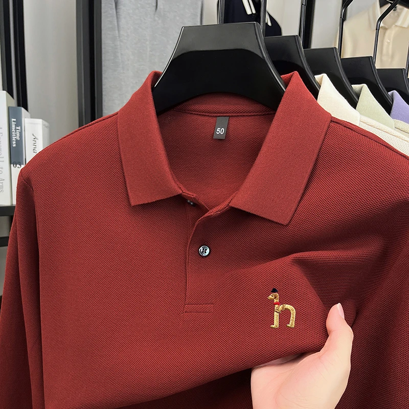 Man Original Long Sleeves Polo Shirt 100%cotton Exquisite Embroidery British Style Autumn Hot Tops Business Leisure Mensclothing