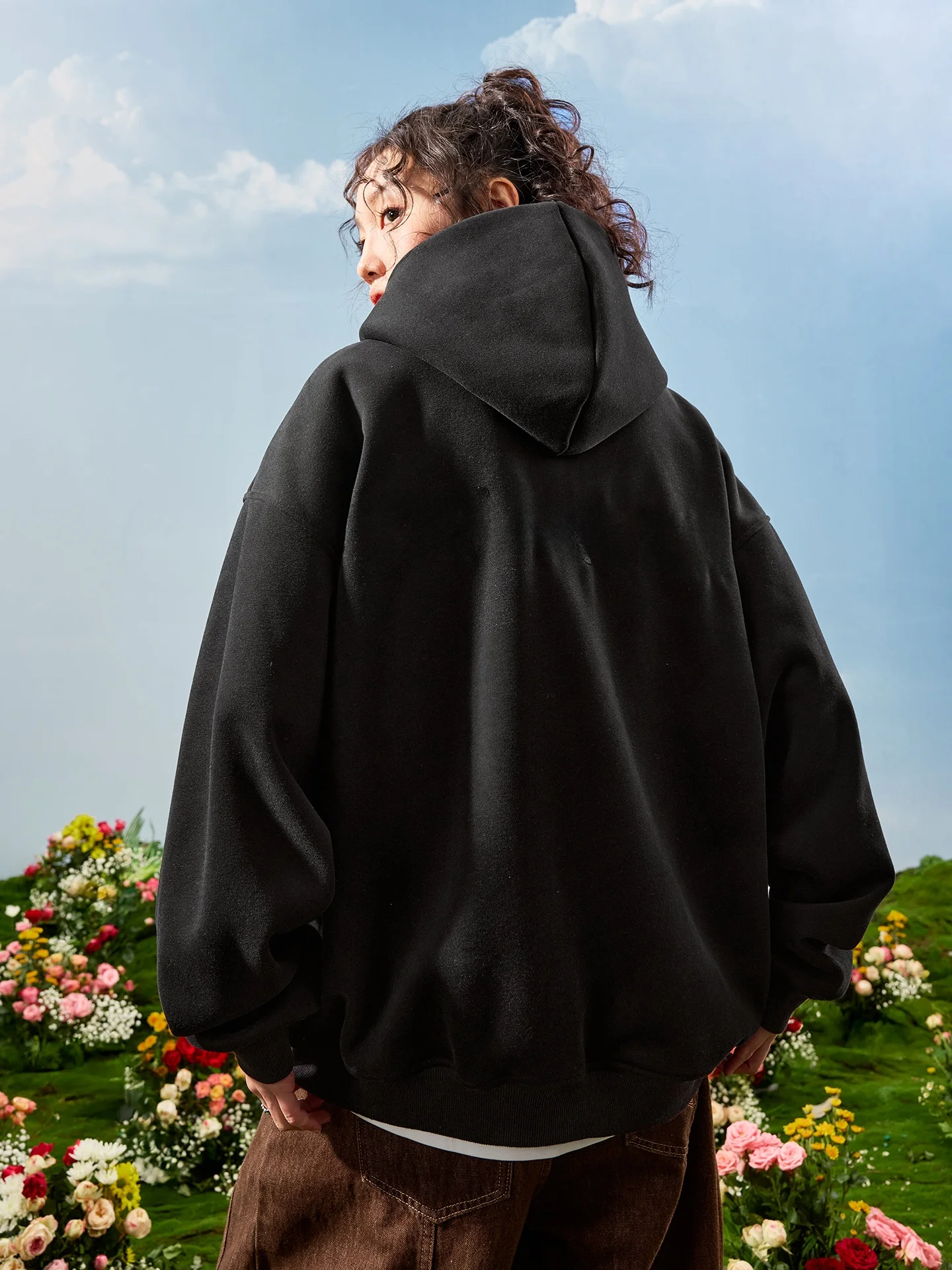 

Nuthink American Sle Heavyweight Embroidered Letter Zipper Hoodie Fce Men's New 2026 Spring Casual Comfortable Cotton Sw...