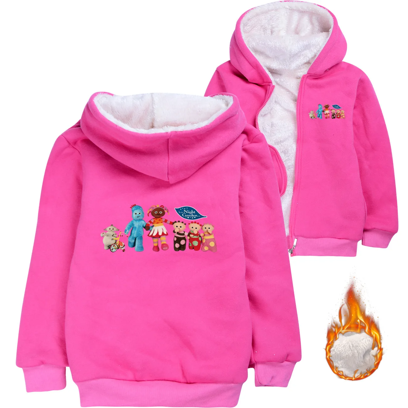 The Night Garden clothes Kids Winter Fleece Jacket for Children Cartoon Coats Boys Warm Zipper Down Jackets Girl Plush Outerwear