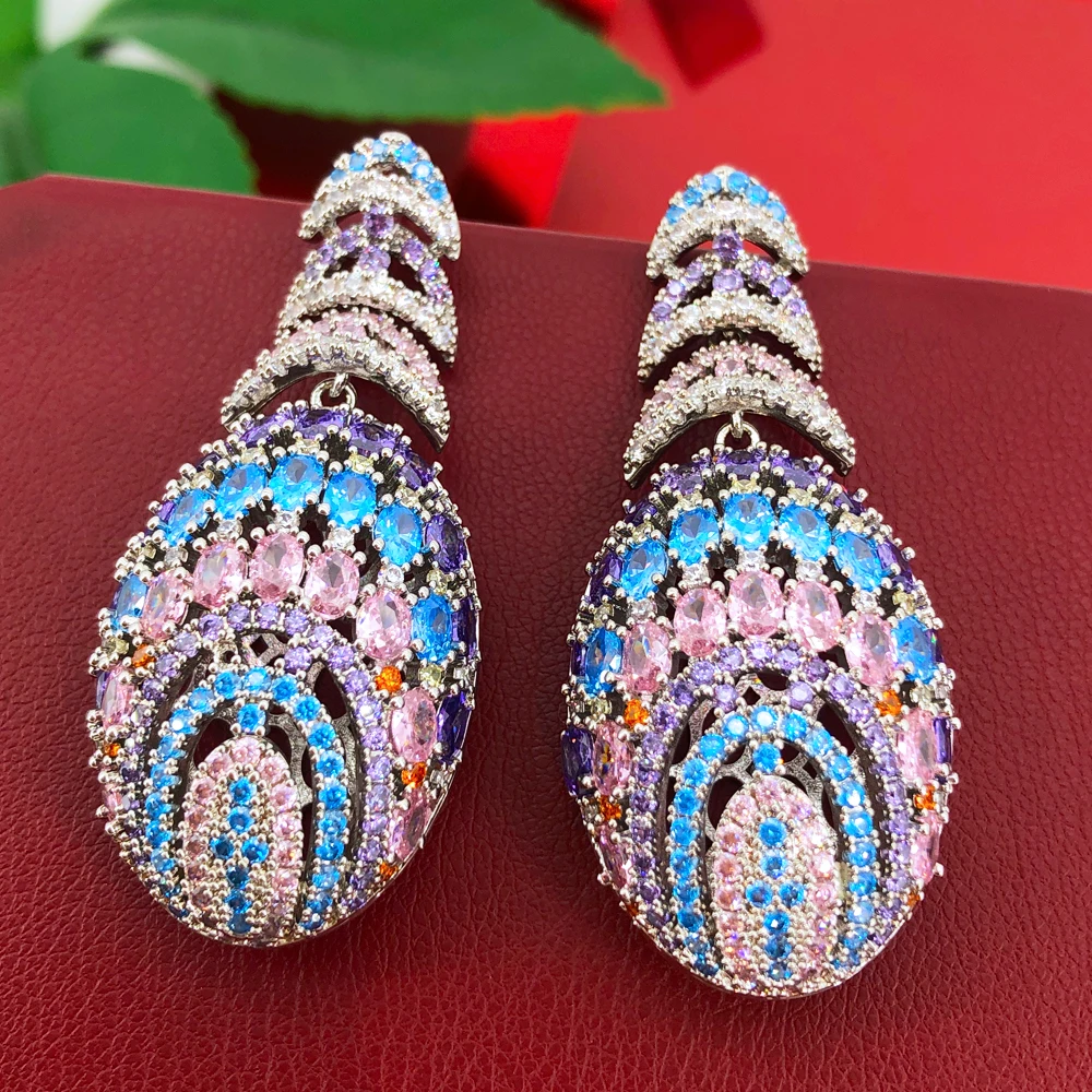 

Missvikki Luxury Gorgeous Dangling Earring Cubic Zirconia Drop Earrings Women for Wedding Noble Female Anniversary Gift Fashion