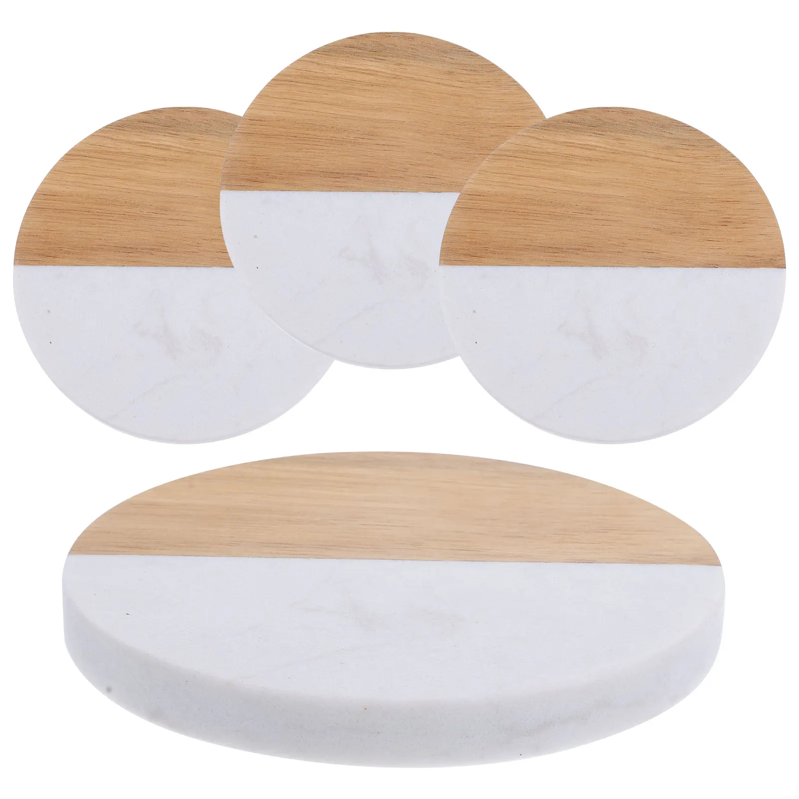 

4pcs Marble Coasters Practical Bottle Mats Protective Tumbler Pads Wood Cup Coffee Home Anti Skid Heat Resistant Kitchen Bar
