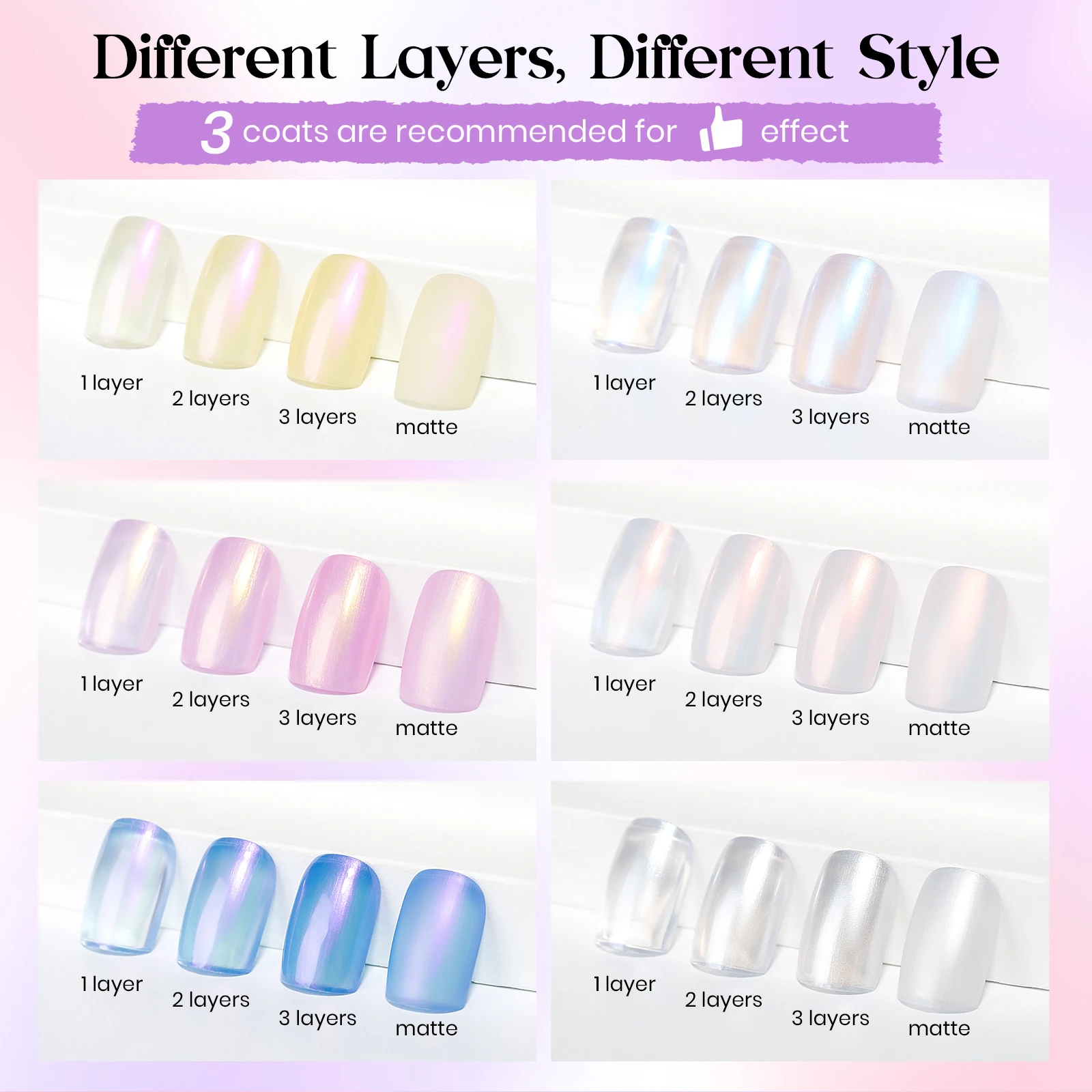 MIZHSE 6 PC Pearl Nail Polish Set Aurora Colors Quick Drying No UV Lamp Regular Nail Art No Bake Glossy Finish For Spring & Date
