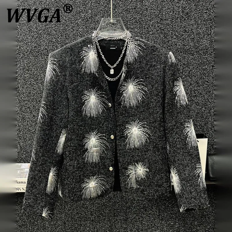 

WVGA новые мужские короткие куртки весна осень Tide High Street вышитый модный дизайн нишевые повседневные шикарные пальто с блестками Ins W10788