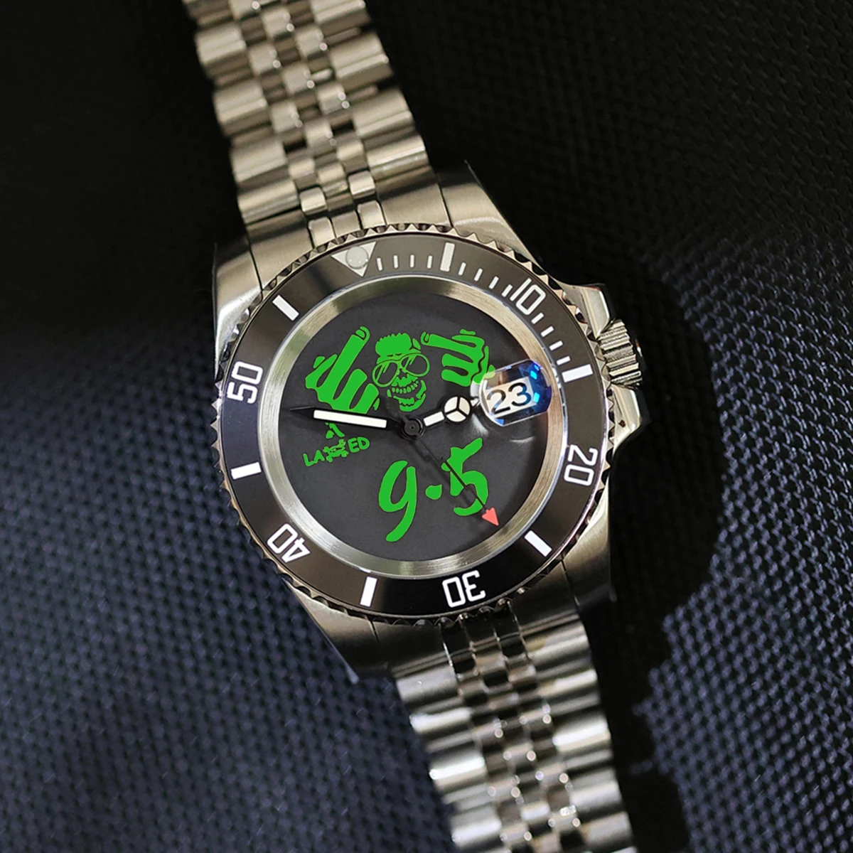 LAXED New 40mm Automatic Mechanical Watch Men's Custom Pattern Stainless Steel Watch NH35 Sapphire Glass Waterproof  Watches