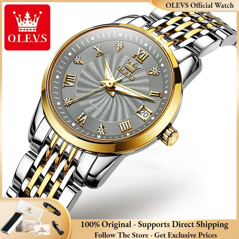 

OLEVS 6630 All Automatic Watch Luxury Brand Mechanical Movement Watch Elegant Diamond Waterproof Date Dress Women Watch Reloj