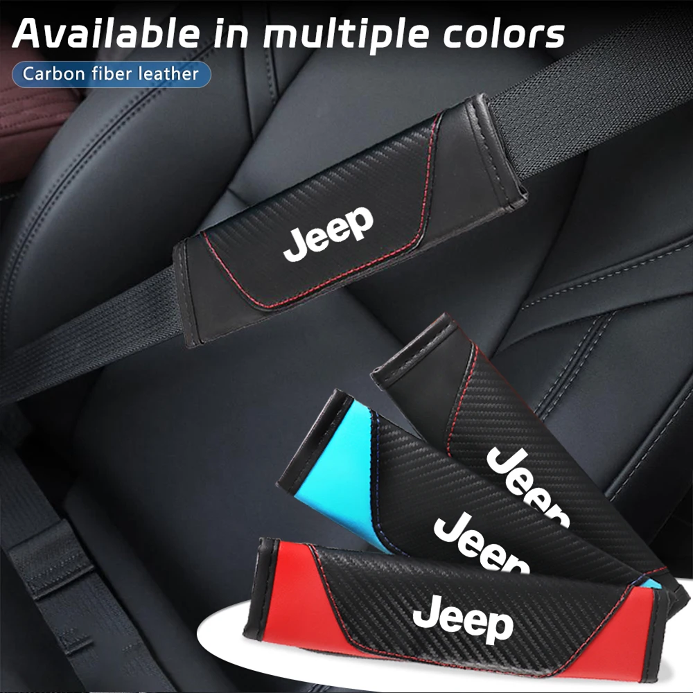 

2pcs Car Safety Belt Cover Adjustable Seat Pad Shoulder Protector Strap For JEEP Grand Cherokee Wrangler Compass Car Accessories
