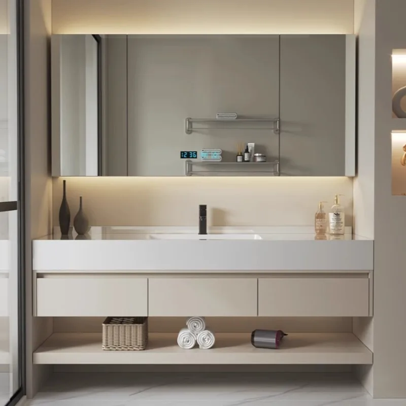 

Современный простой шкаф для ванной комнаты, комбинированный бесшовный умывальник, умный стол для мытья, мебель для ванной комнаты, шкаф для ванной комнаты, зеркало