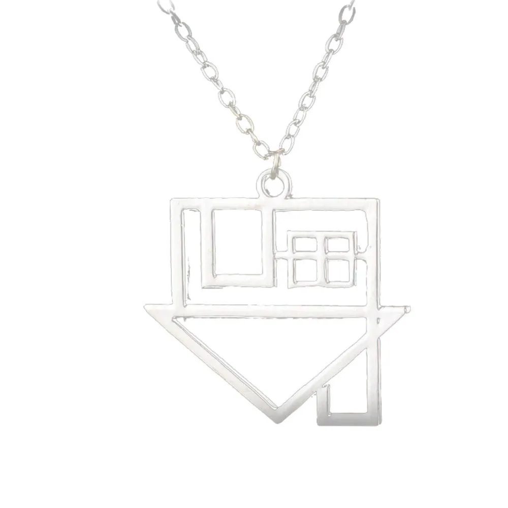 New Creative Fashion Neighborhood Rock Music Pendant Hollow Out House Logo Pendant Necklace Street Niche Party Gift Accessories