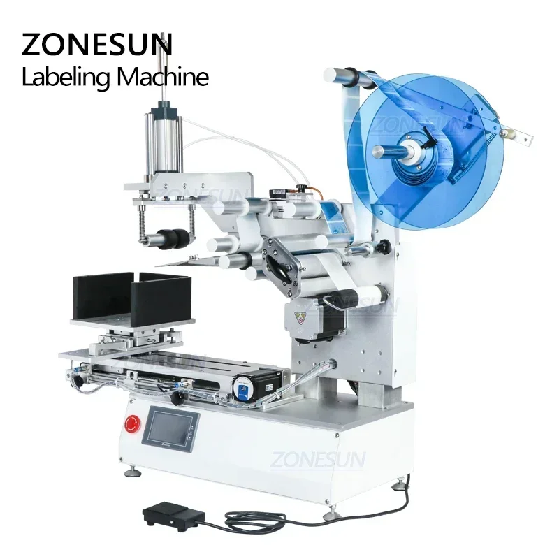

ZONESUN XL-T803 Semi-automatic Flat Plastic Cans Rubik's Cube Shampoo Water Milk Juicer Bottle Labeling Machine Labeller