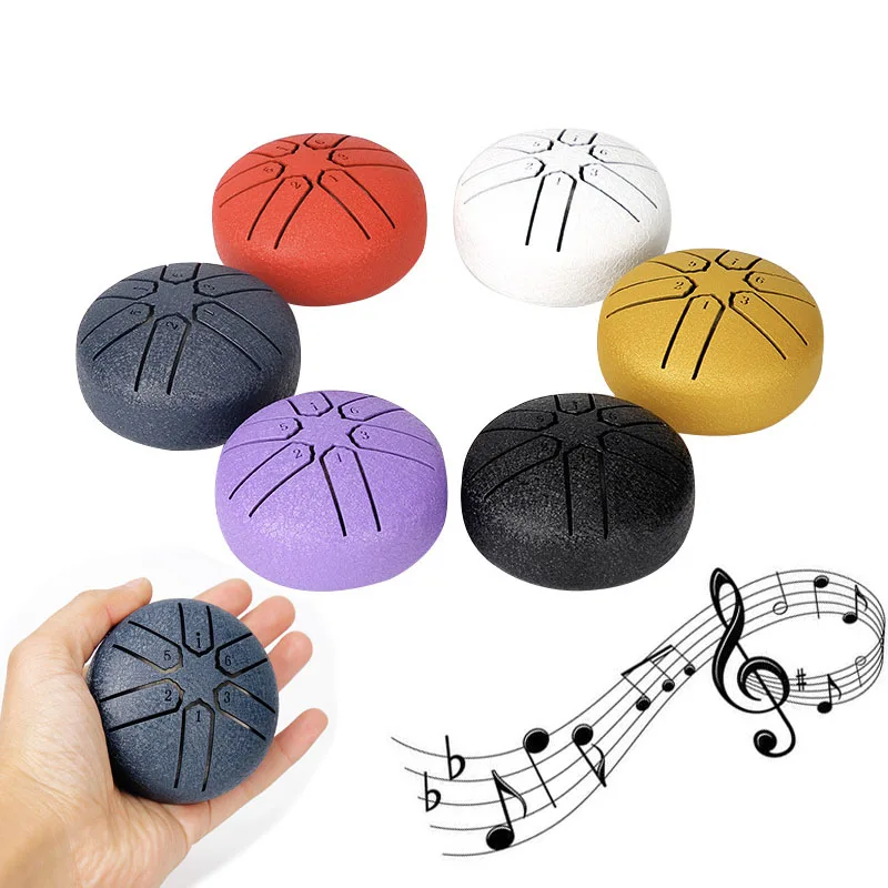 3 Inches 6 Notes Rain Drum for Outside Steel Tongue Drum Instrument Mini Handpan Drum for Yoga Meditation Unique Gift