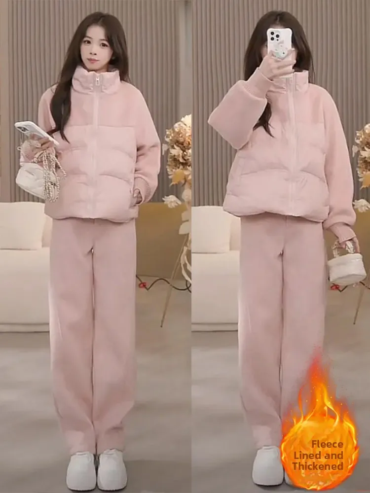 

Faionable антивозрастные хлопковые брюки Jaet на подкладке, комплект из двух предметов, осень-зима, новая женская одежда, повседневная свободная посадка