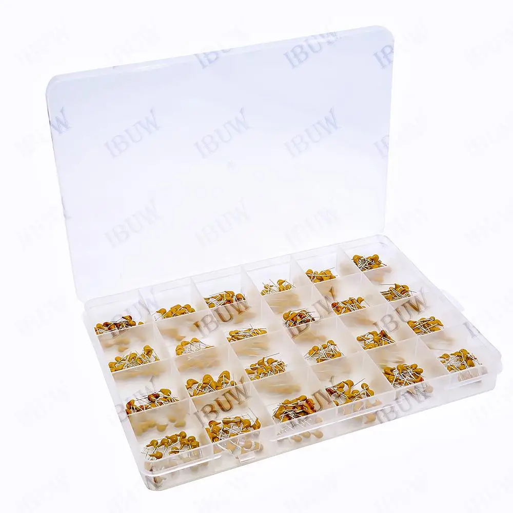 480PCS 24Values Monolithic Ceramic Capacitor Kit (10PF-10UF) Signal Filtering KIT Boxed & for Electronic Circuit Coupling 10PF