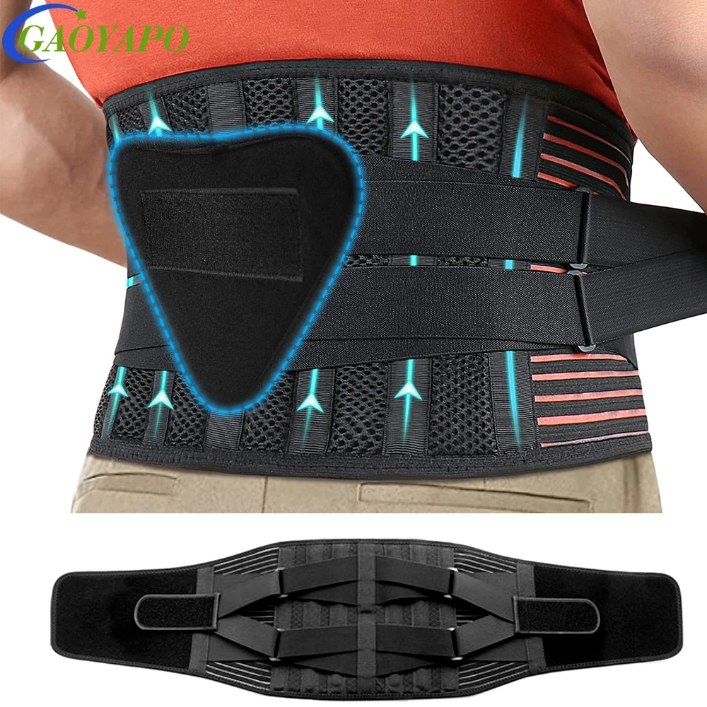 1PCS GAOYAPO BackS Brace for Lower Back Pain Relief with 7 Stays,Breathable Waist Support Belt for Men/Women,Anti-skid Back Blet